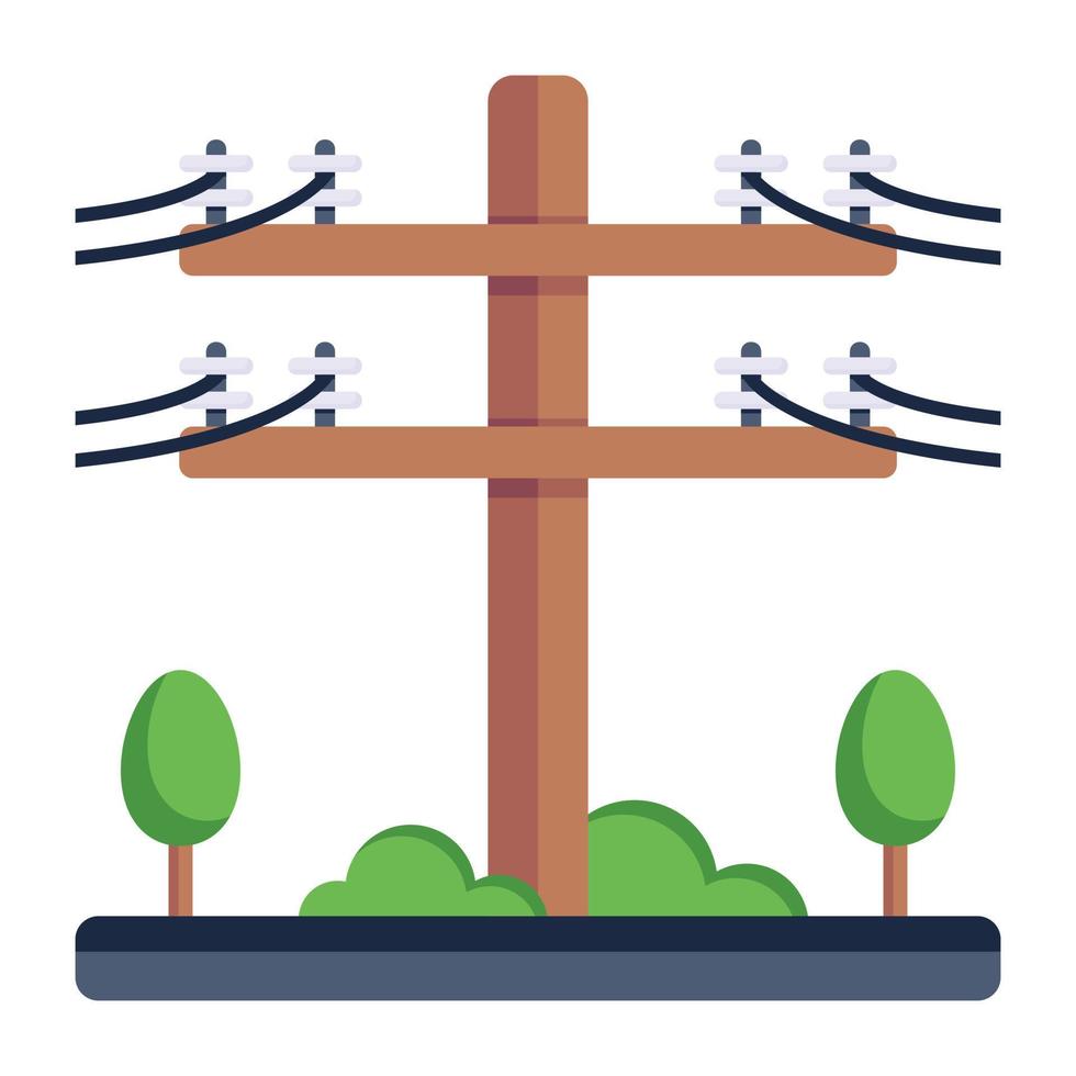 um ícone editável plano de poste elétrico vetor