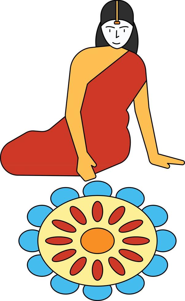 a menina fez rangoli. vetor