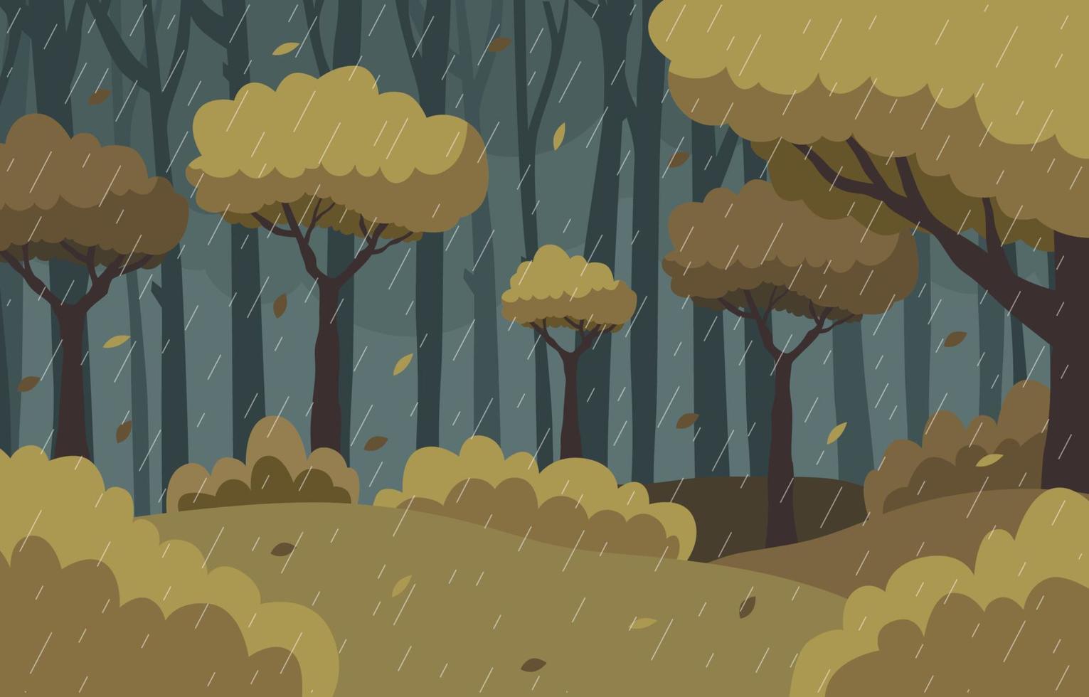 chuva de tempo no fundo da floresta vetor
