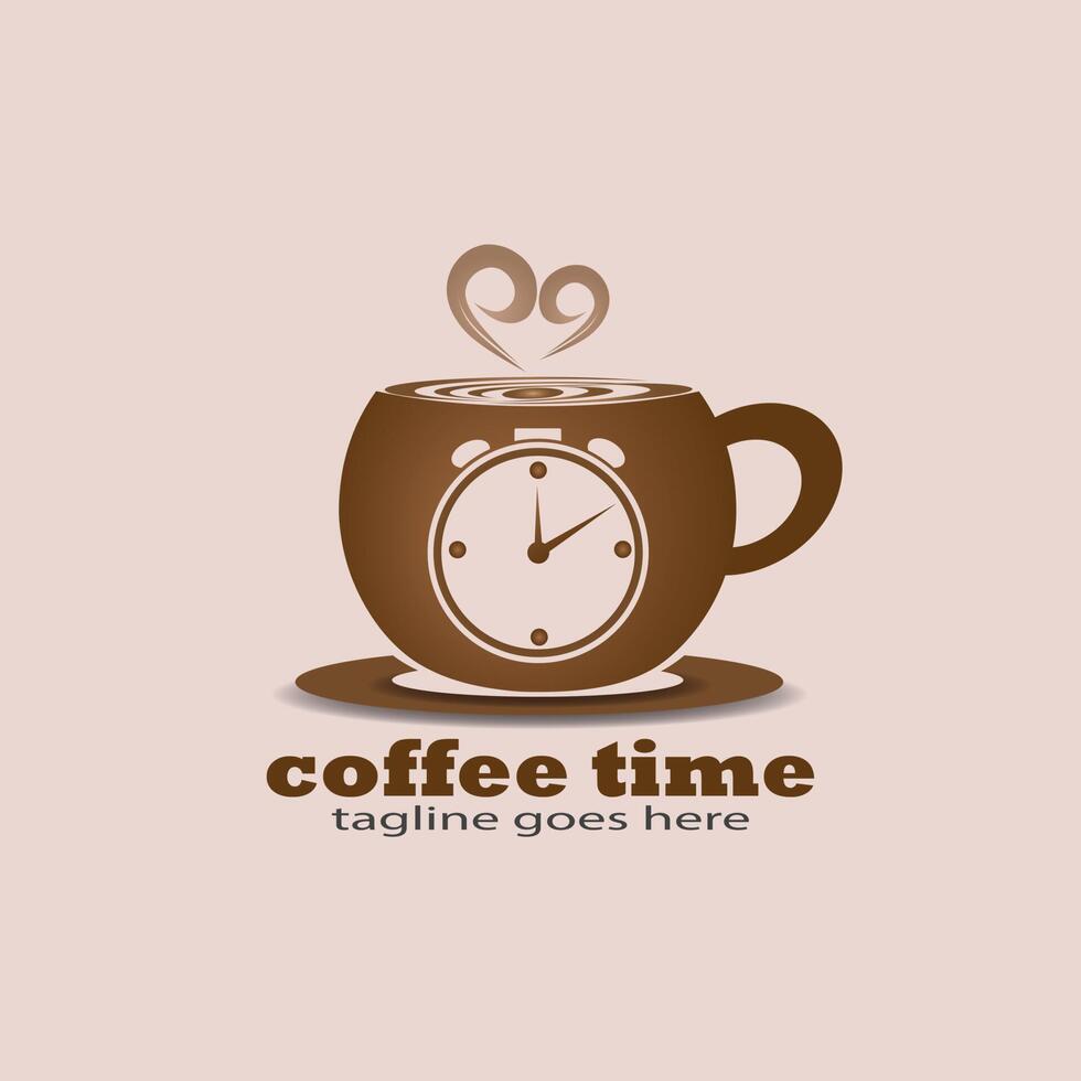 elementos de design de logotipo ou ícone de café e tempo vetor