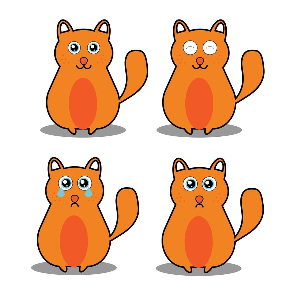 design de inspiração de emoticon de mascote de ilustração de desenho animado de ícone de gato fofo vetor
