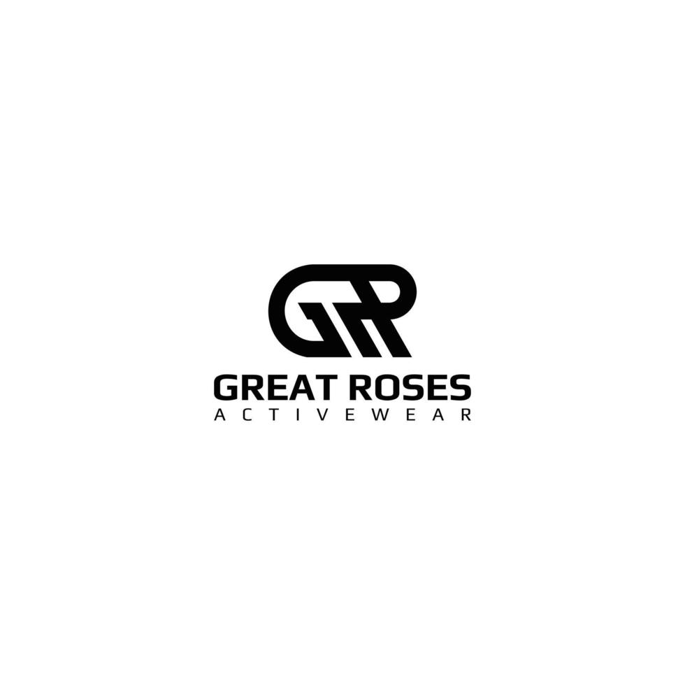 abstrato letra inicial g e r logotipo na cor preta isolado em fundo branco aplicado para design de logotipo de marca activewear também adequado para marcas ou empresas que têm nome inicial gr ou rg vetor