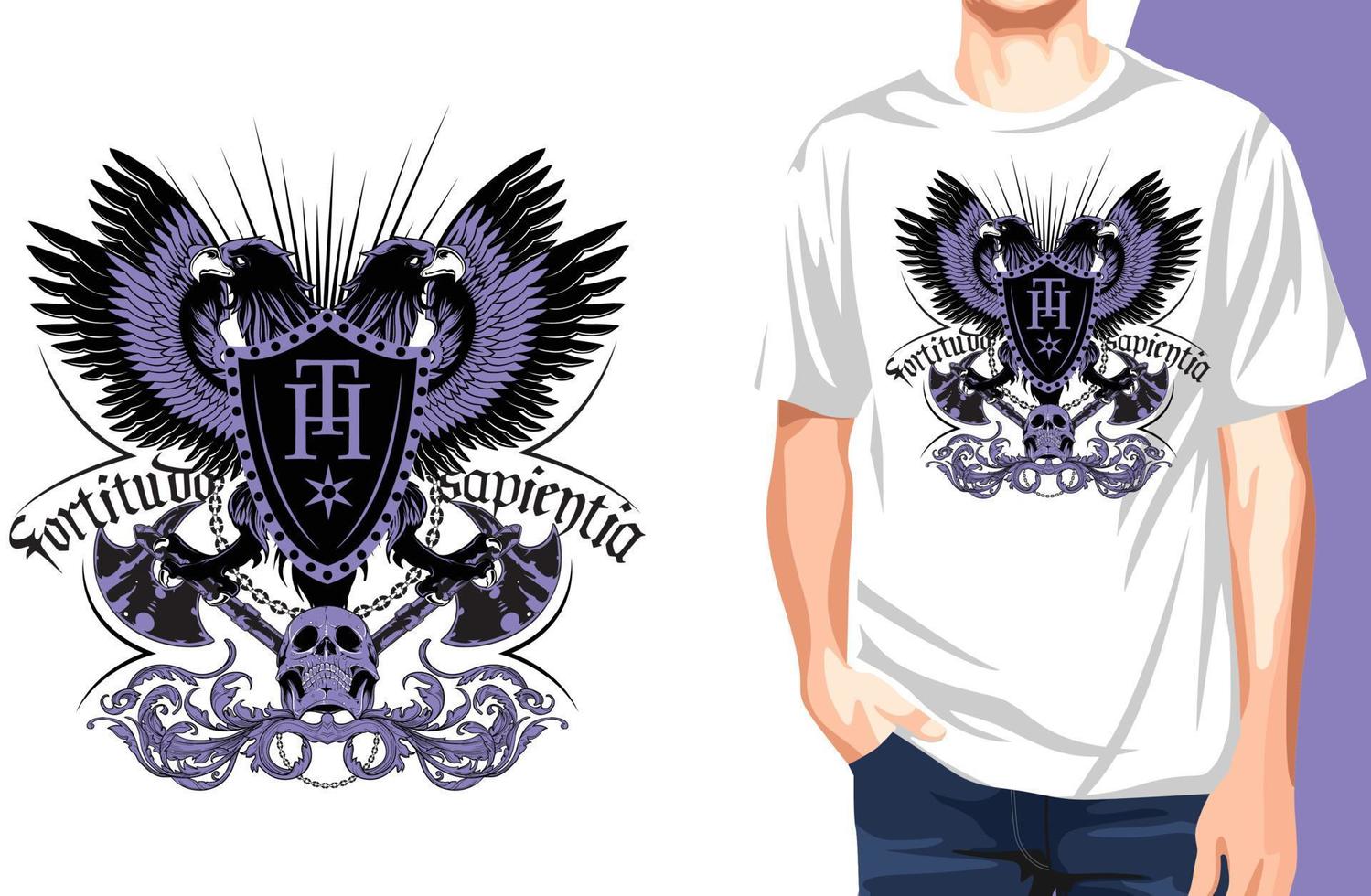 fortitudo sapientia t-shirt.pode ser usado para impressão de t-shirt, impressão de caneca, almofadas, design de impressão de moda, roupas infantis, chá de bebê, saudação e cartão postal. design de camiseta vetor