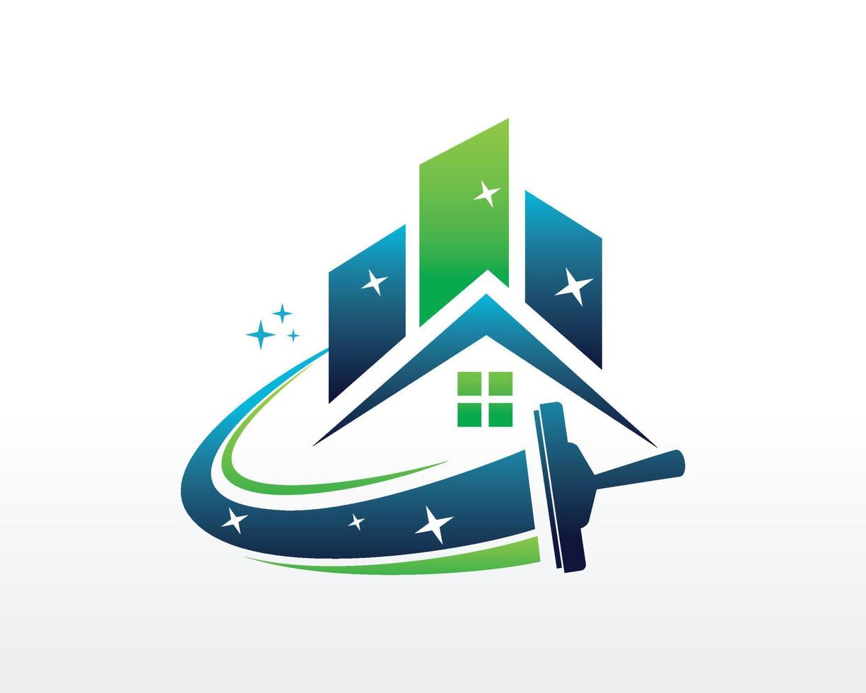logotipo de limpeza da casa. vetor de design de logotipo de negócios de serviço de limpeza