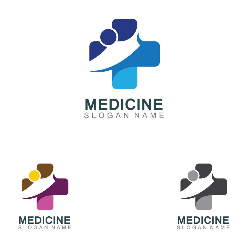 ilustração cruzada de design de cuidados de saúde de logotipo médico vetor