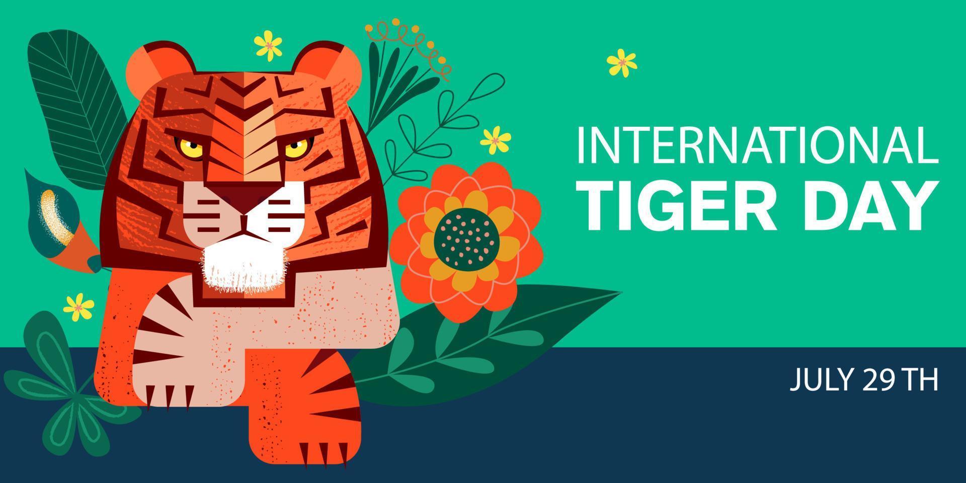 dia internacional do tigre. ilustração vetorial. vetor