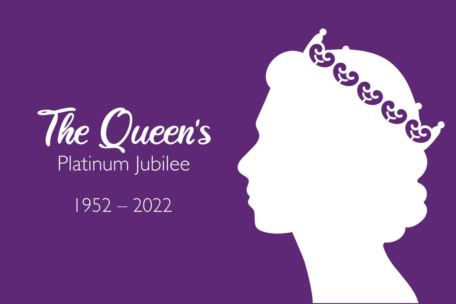 faixa de comemoração do jubileu de platina da rainha com perfil lateral da rainha elizabeth na coroa 70 anos. design ideal para banners, flayers, mídias sociais, adesivos, cartões comemorativos. vetor