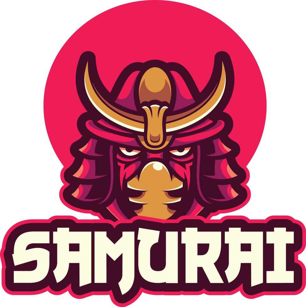 cabeça do vetor de ilustrações do logotipo do samurai japão