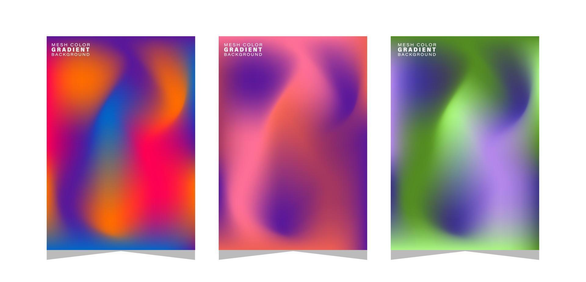 conjunto de banners coloridos com fundo, fundo gradiente de cor de malha vetor