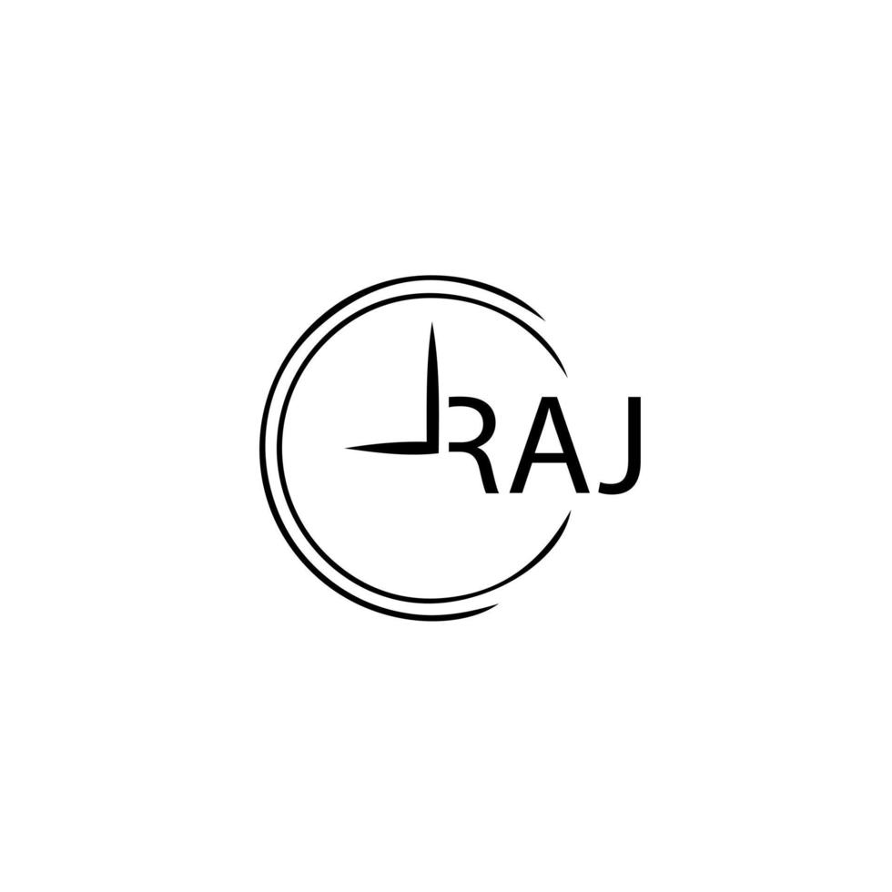 design de logotipo de carta raj em fundo branco. conceito de logotipo de carta de iniciais criativas de raj. design de letra raj. vetor