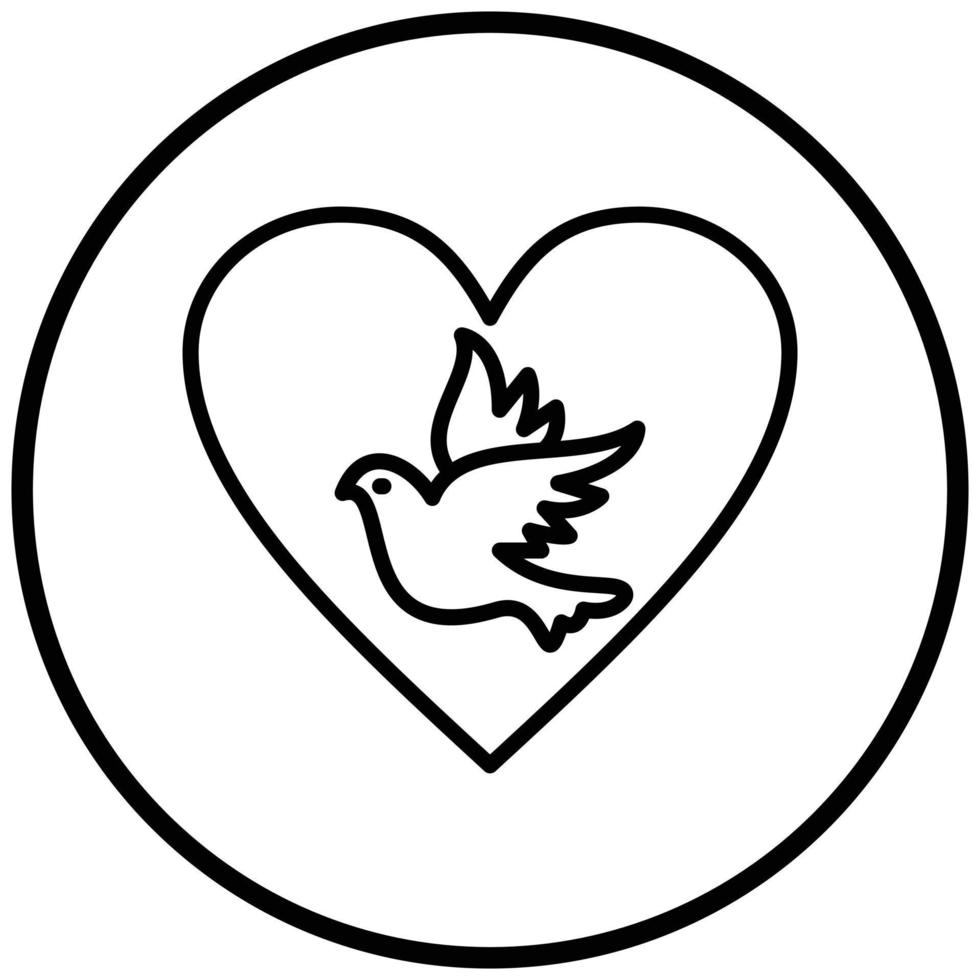 pomba com estilo de ícone de coração vetor