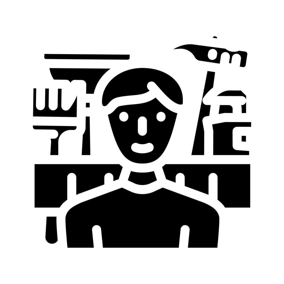 ilustração vetorial de ícone de glifo de trabalhador de serviço de reparo de faz-tudo vetor