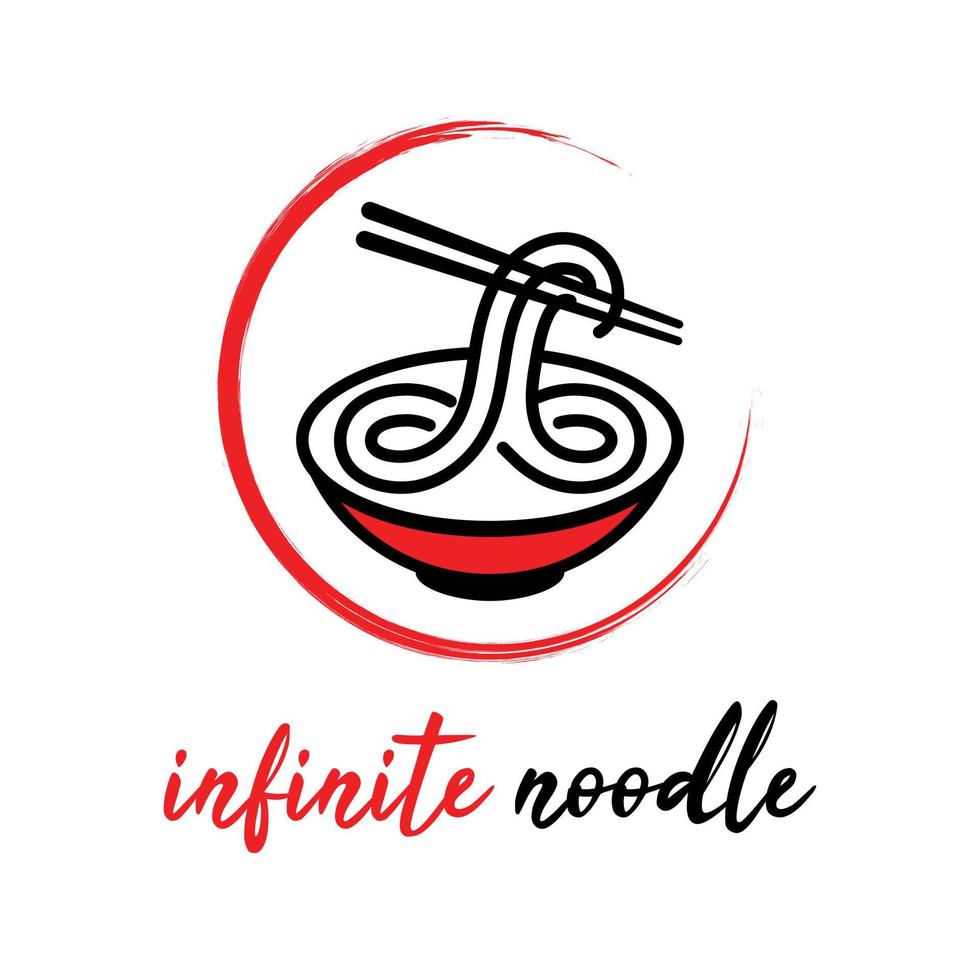 vetor de logotipo de tigela de macarrão ramen japonês infinito