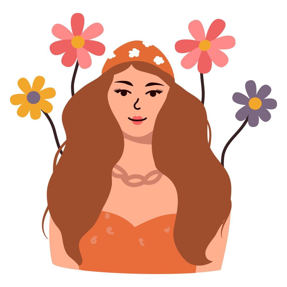 ilustração em vetor de uma linda mulher com flores.