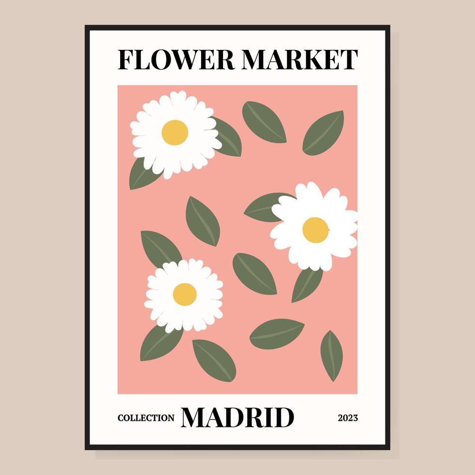 cartaz do mercado de flores. ilustração floral abstrata. cartaz para cartões postais, arte de parede, banner, plano de fundo, para impressão. ilustração vetorial. vetor