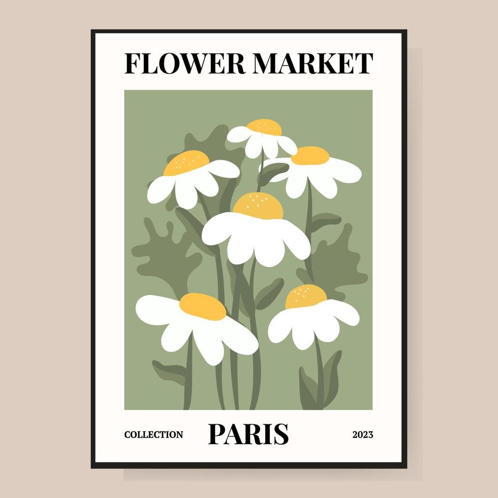 cartaz do mercado de flores. ilustração floral abstrata. cartaz para cartões postais, arte de parede, banner, plano de fundo, para impressão. ilustração vetorial. vetor