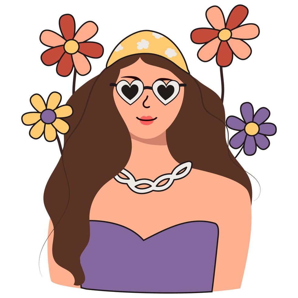 ilustração em vetor de uma linda mulher com flores.