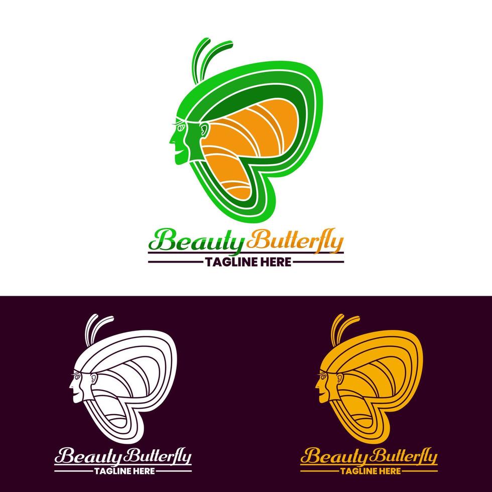 logotipo da mascote, símbolo de beleza e ícone de borboleta, design simples, único e moderno vetor