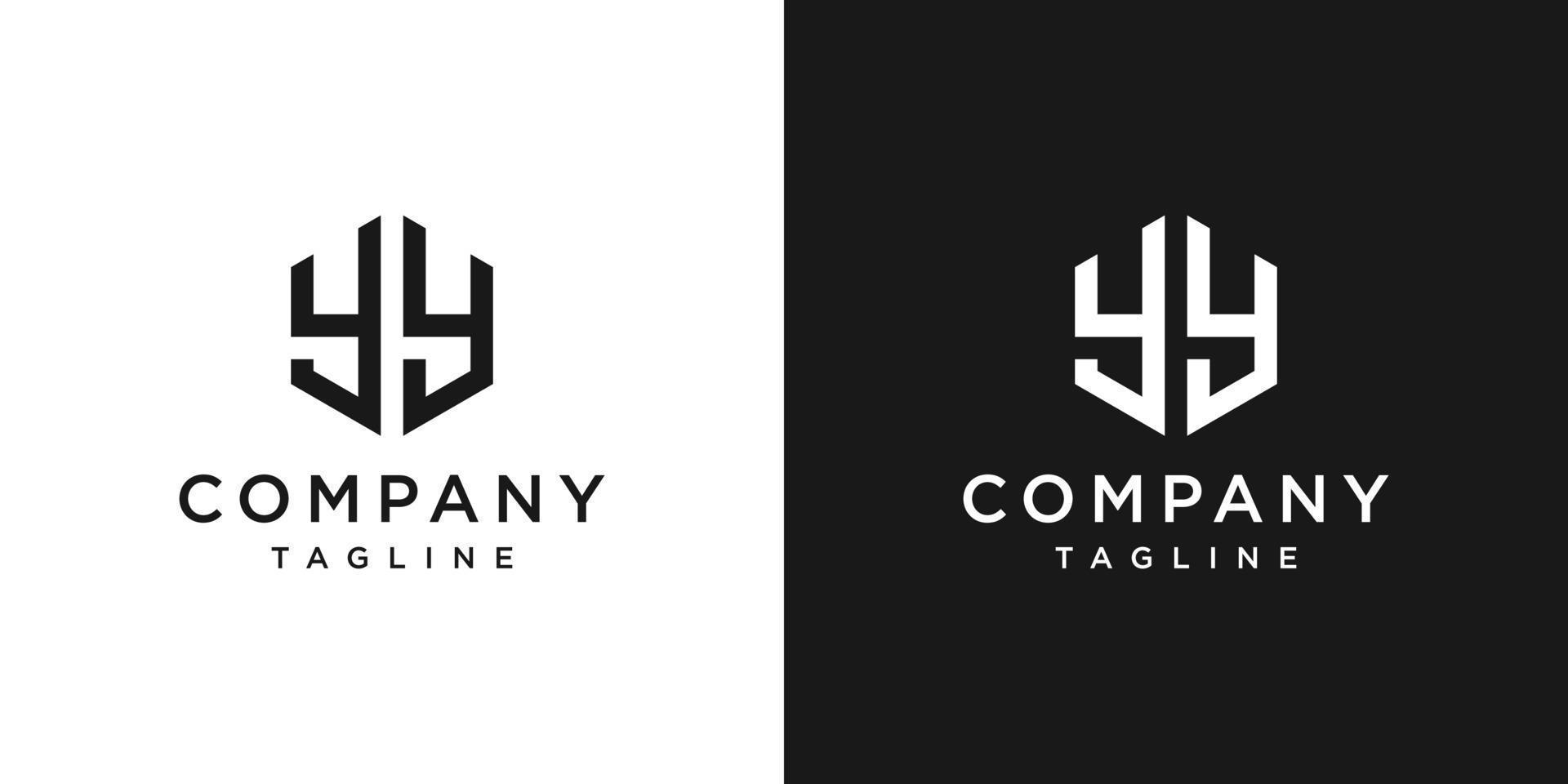 modelo de ícone de design de logotipo de monograma carta criativa yy fundo branco e preto vetor