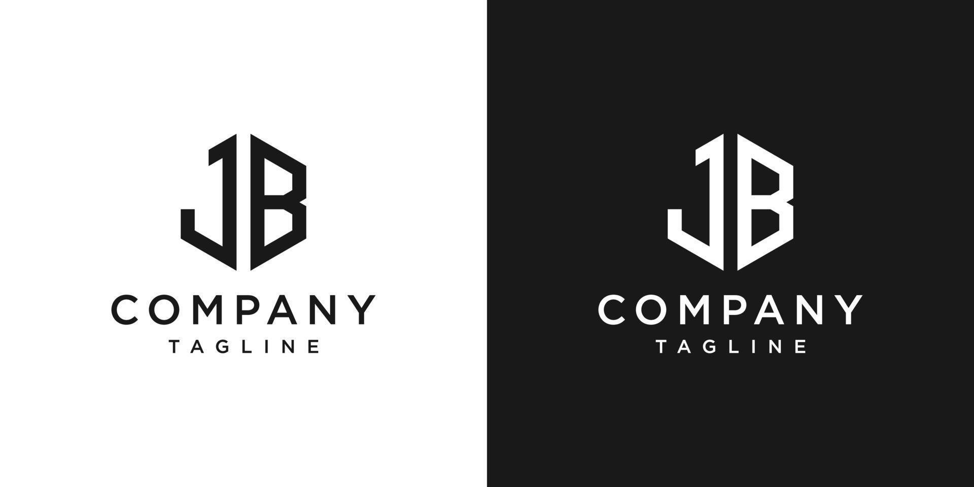 carta criativa jb monograma modelo de ícone de design de logotipo hexágono fundo branco e preto vetor