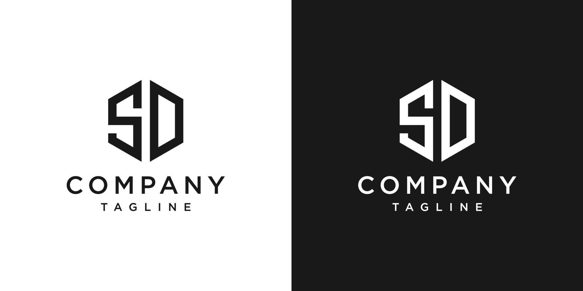 modelo de ícone de design de logotipo de monograma de carta criativa sd fundo branco e preto vetor