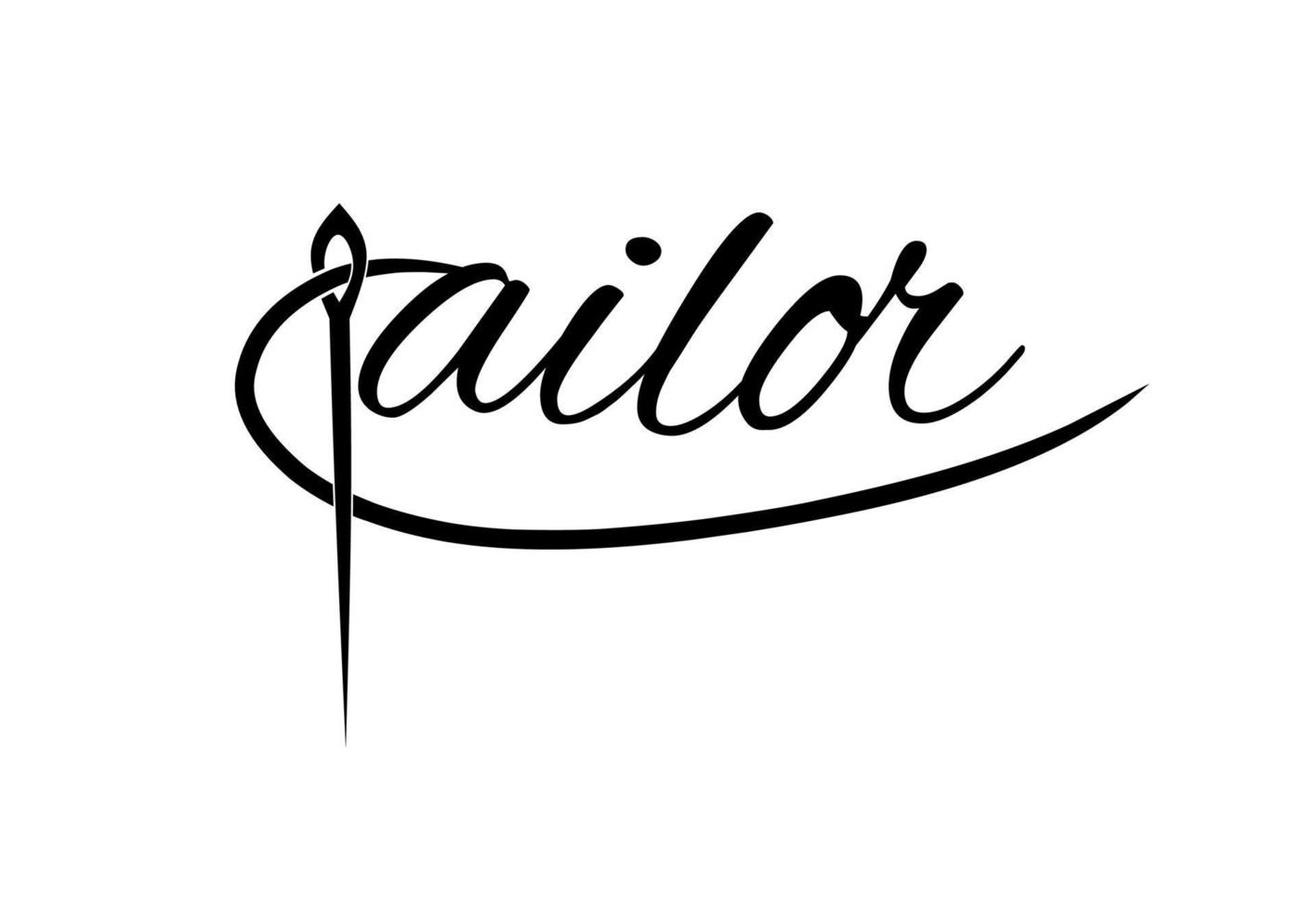 tipografia de alfaiate com design de agulha em fundo branco vetor
