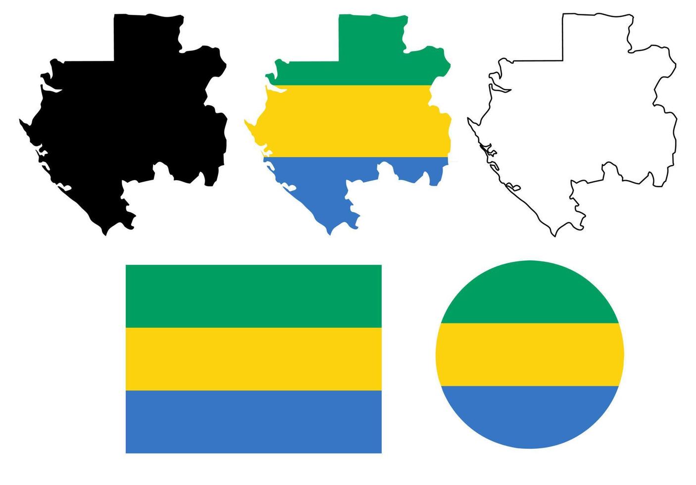 conjunto de ícones de bandeira do mapa do gabão vetor