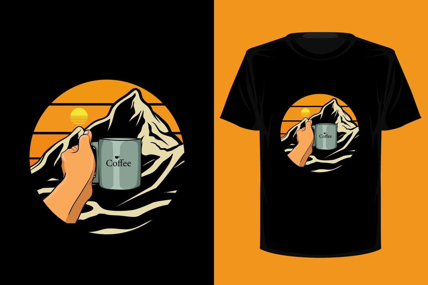 design de camiseta vintage retrô de café vetor