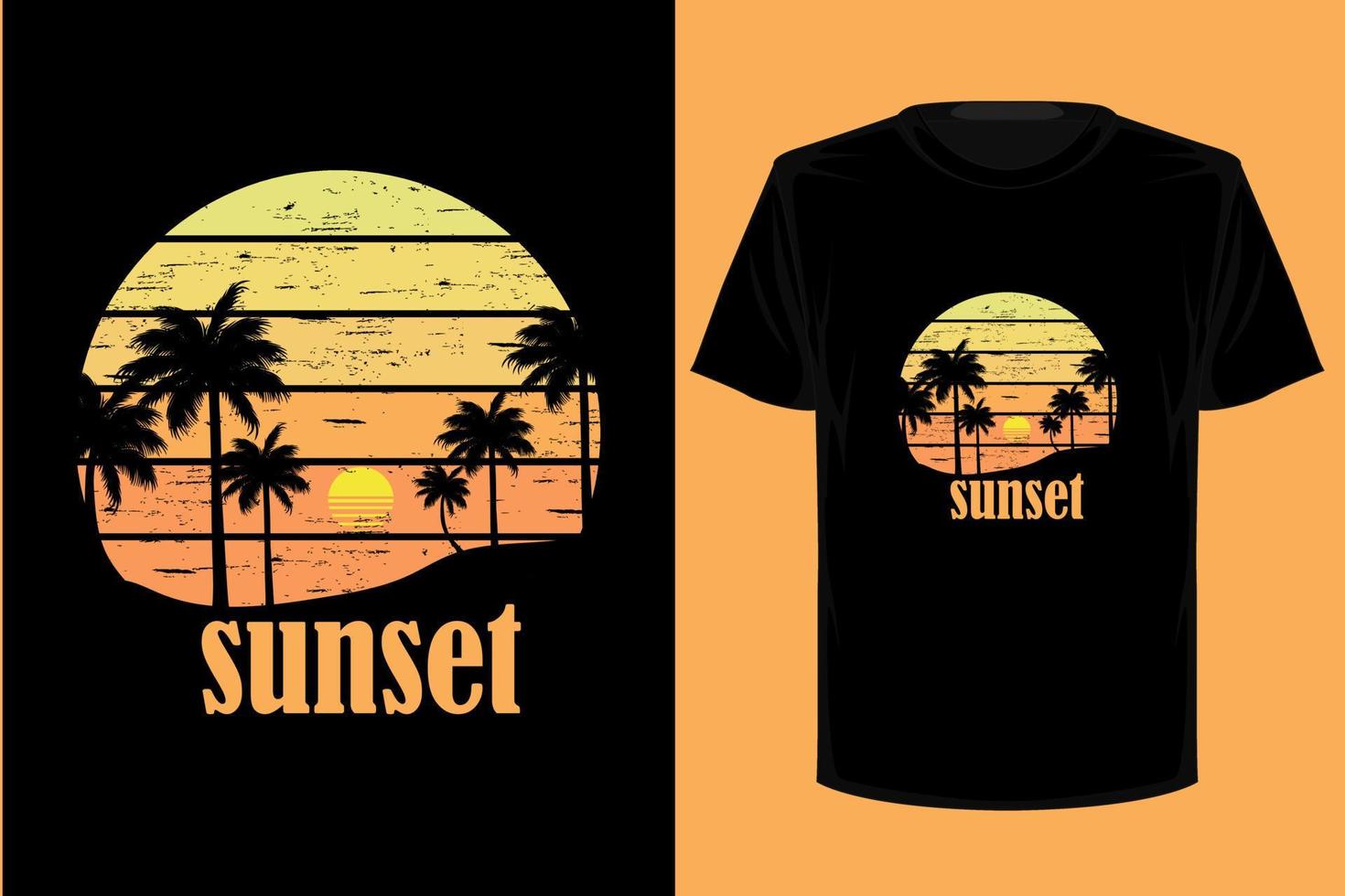 design de camiseta vintage retrô por do sol vetor