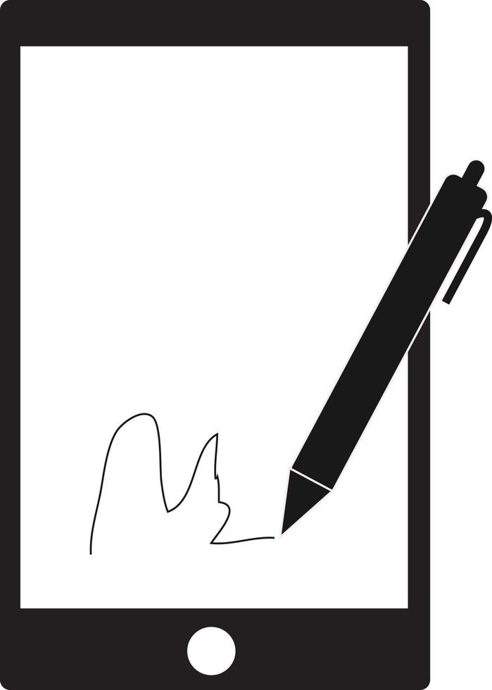 assinatura digital com caneta stylus e celular em fundo branco. sinal de assinatura digital. vetor