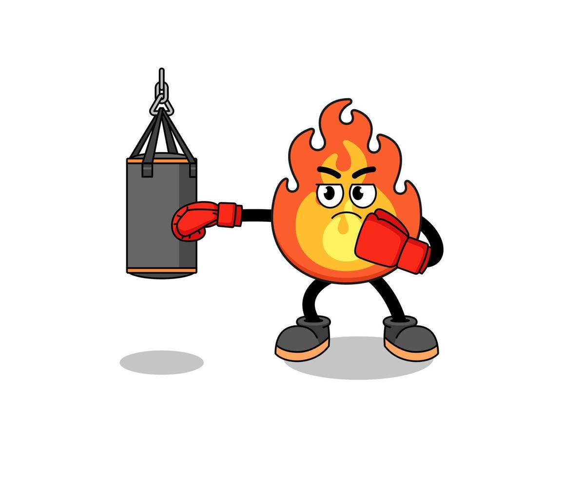 ilustração de boxeador de fogo vetor