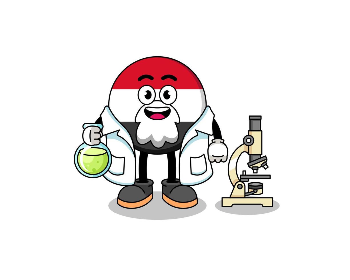 mascote da bandeira do iêmen como cientista vetor