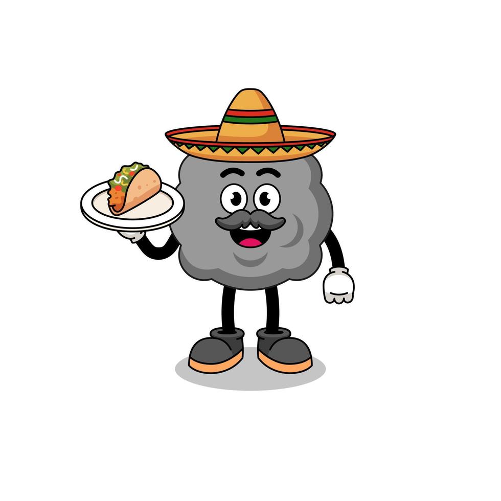 desenho de personagem de nuvem escura como chef mexicano vetor