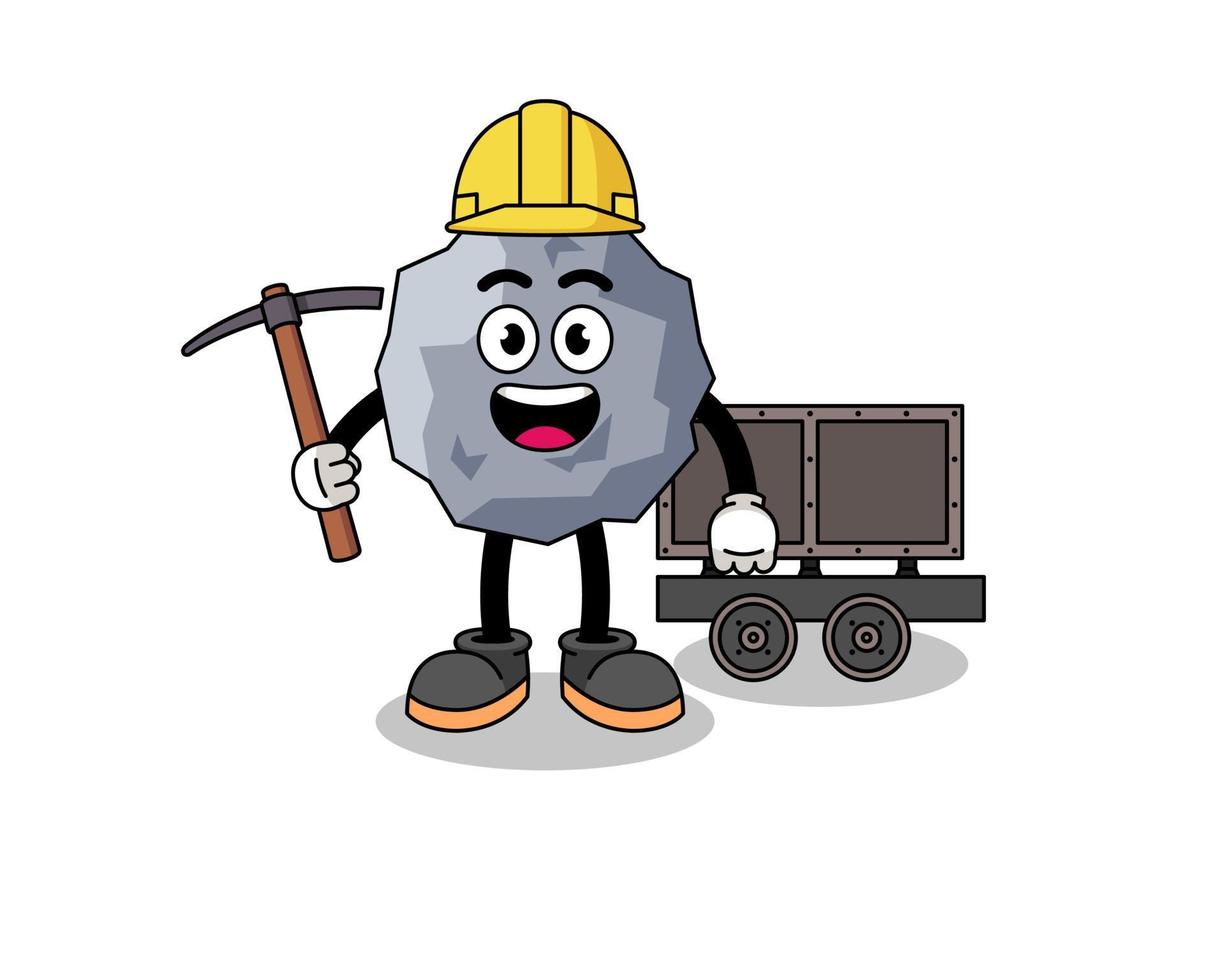 ilustração de mascote do mineiro de pedra vetor