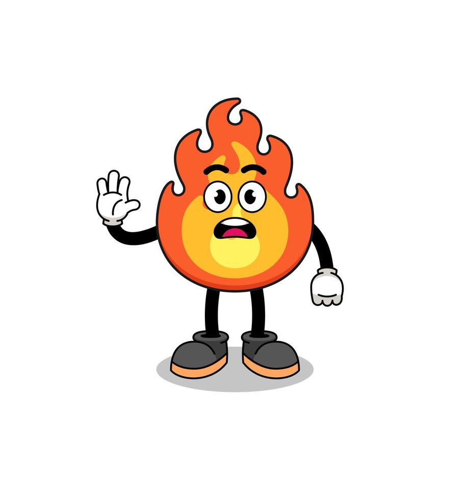 ilustração de desenho animado de fogo fazendo a mão de parada vetor