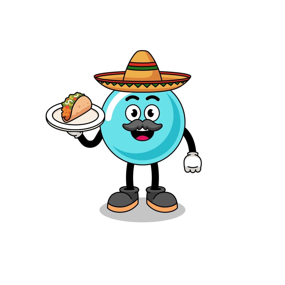 desenho de personagem de bolha como chef mexicano vetor