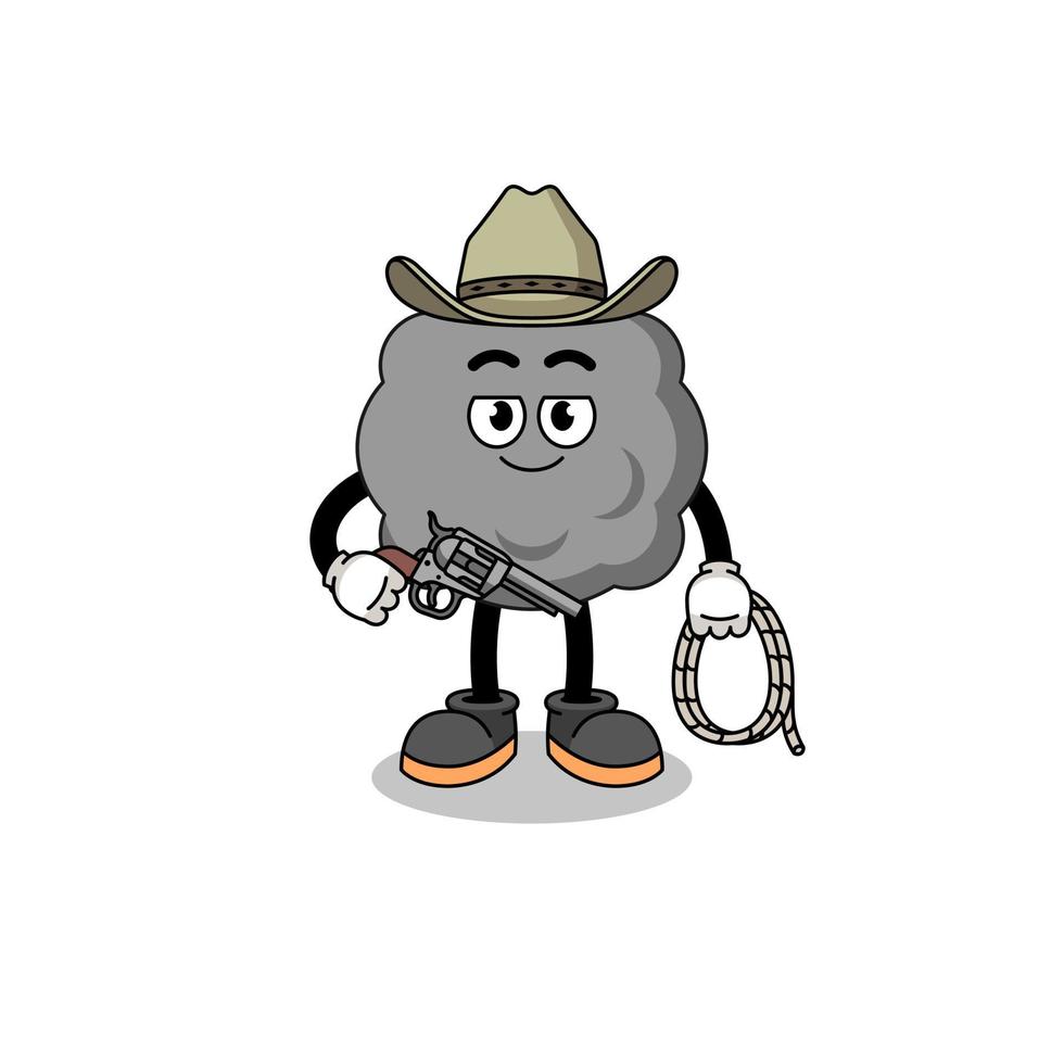 personagem mascote da nuvem escura como um cowboy vetor