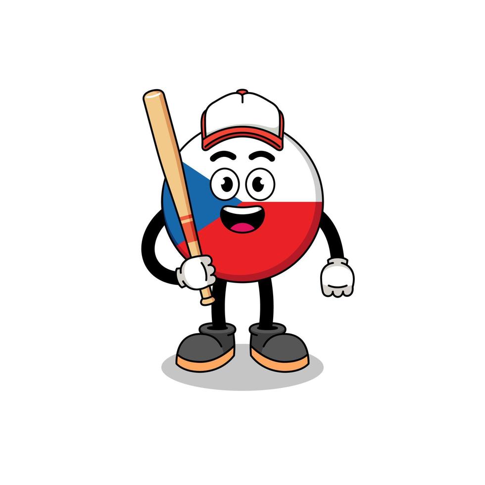 desenho de mascote da república checa como jogador de beisebol vetor