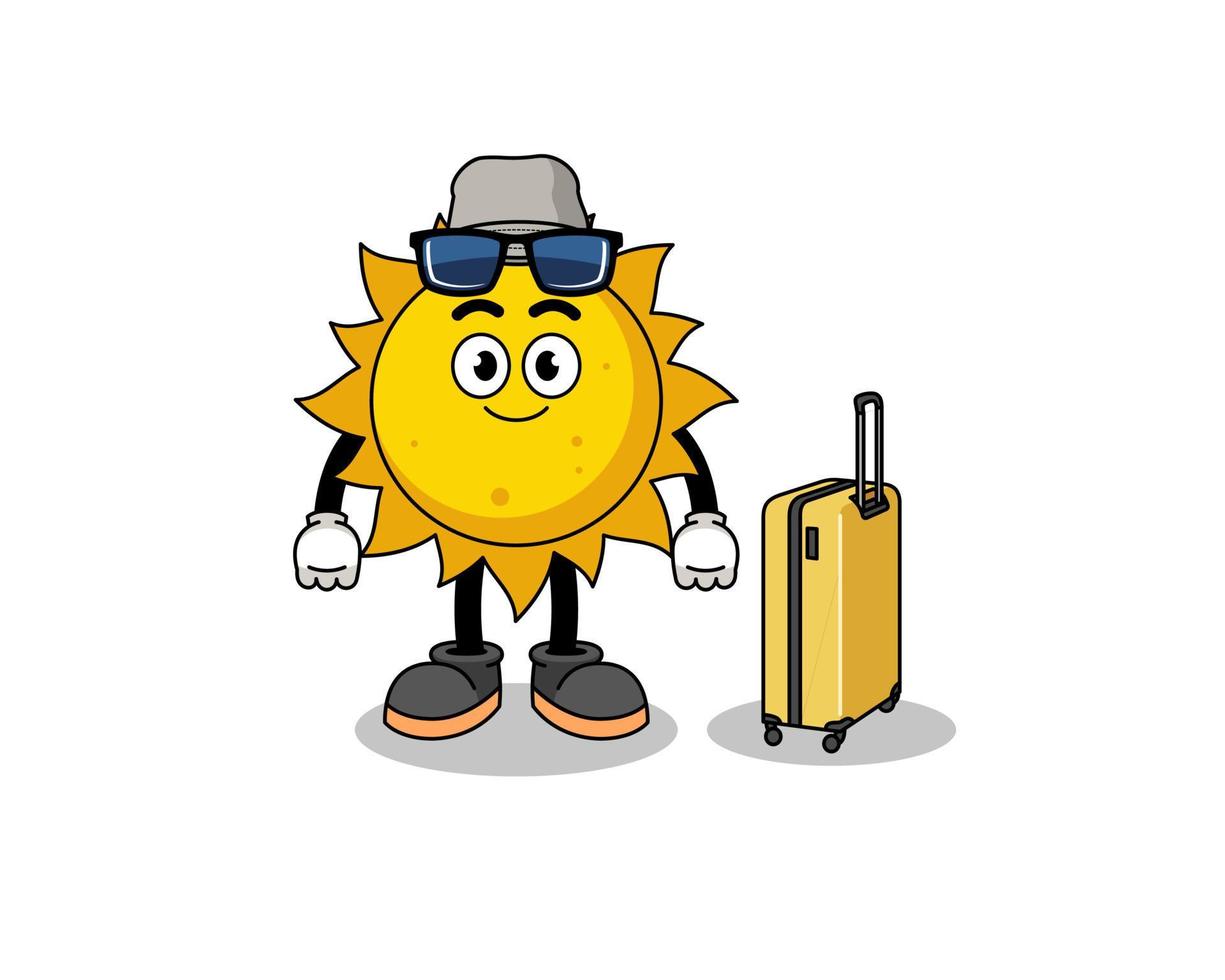 mascote do sol fazendo férias vetor