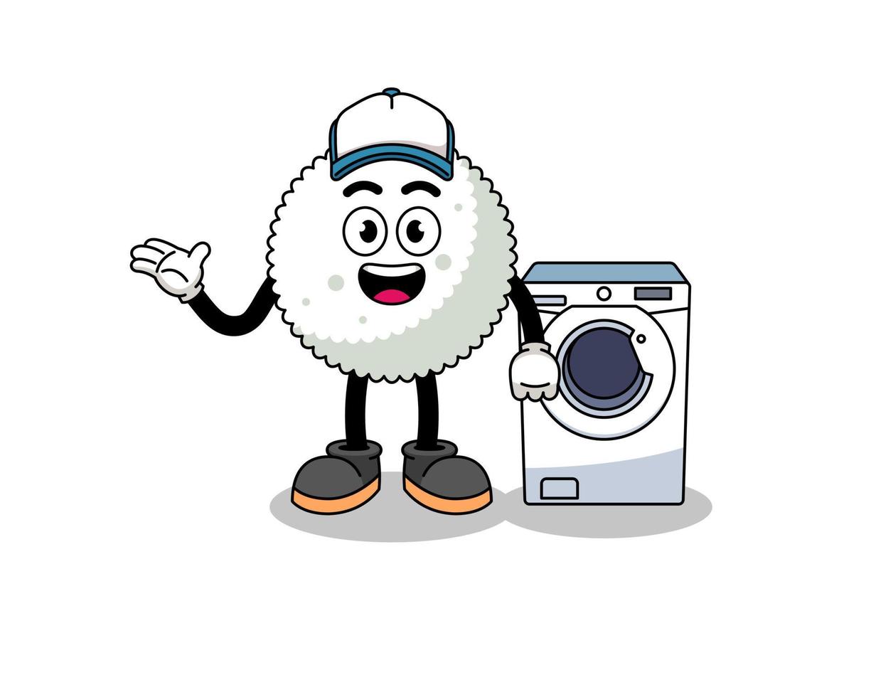 ilustração de bola de arroz como um homem de lavanderia vetor