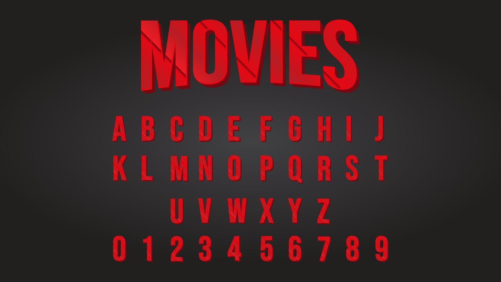 ilustração de efeito de texto de filmes com cor vermelha vetor