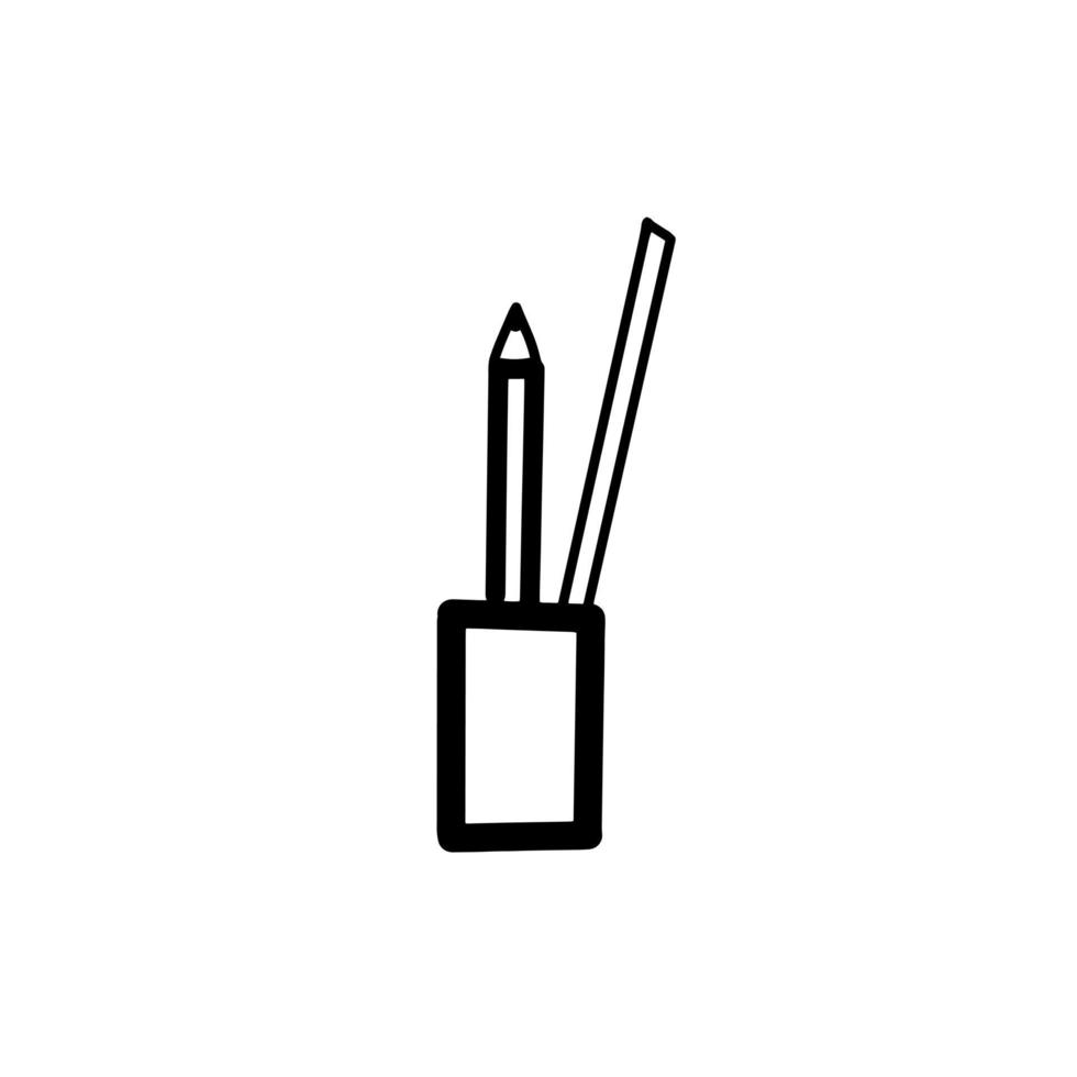 lápis professor escola instrumento educação doodle de linha orgânica desenhada à mão vetor