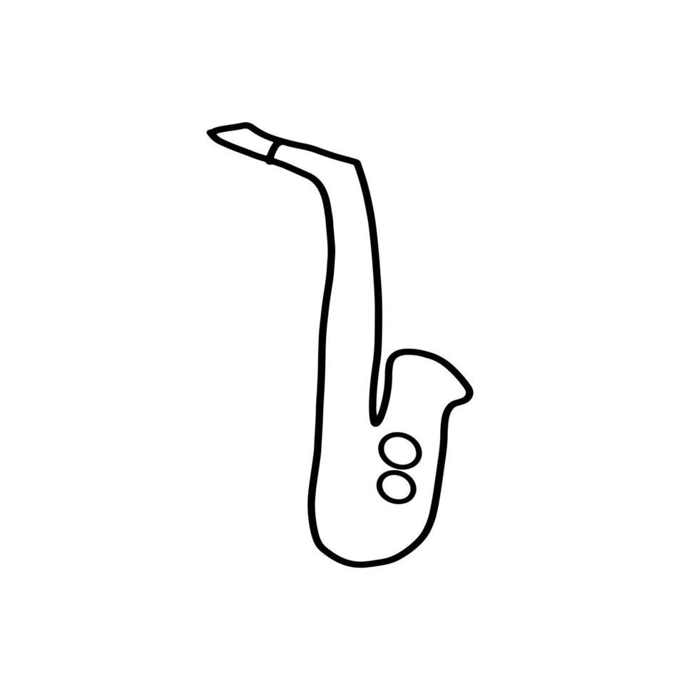 saxofone música instrumento entretenimento doodle de linha orgânica desenhada à mão vetor