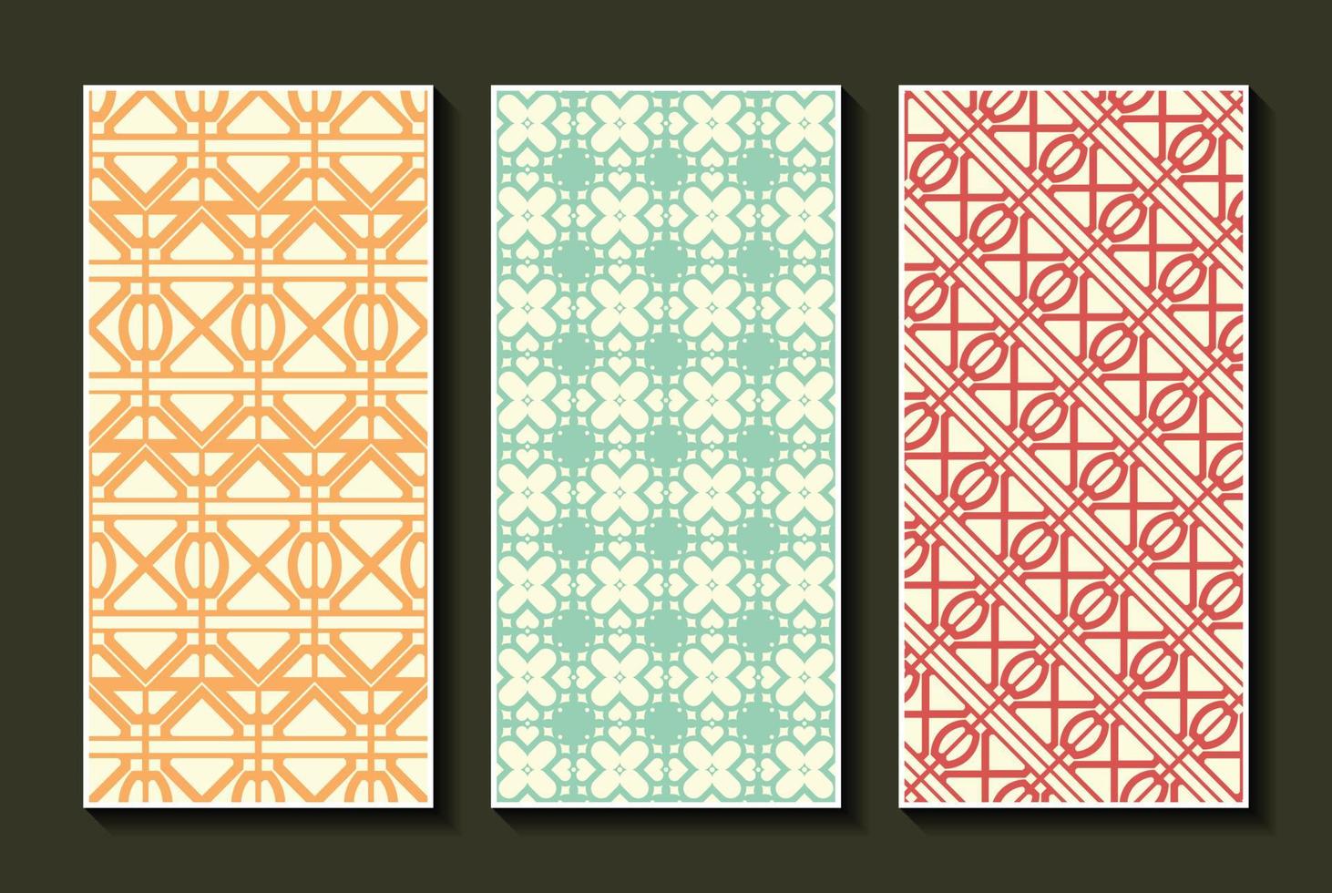 conjunto de padrão de cartão vertical vintage vetor