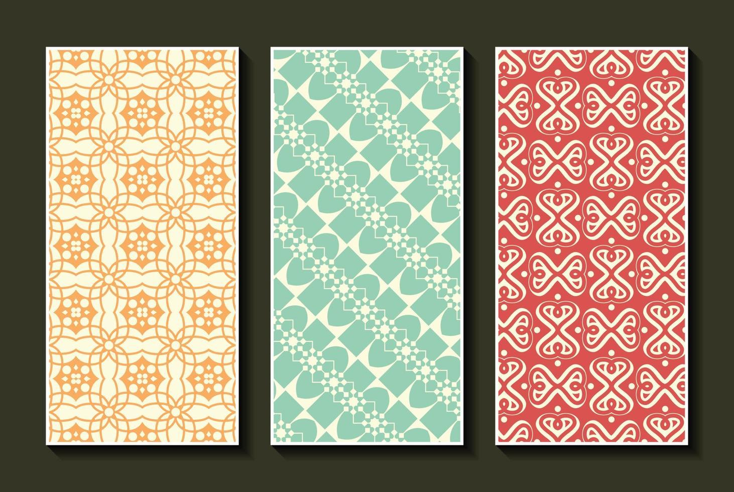 conjunto de padrão de cartão vertical vintage vetor
