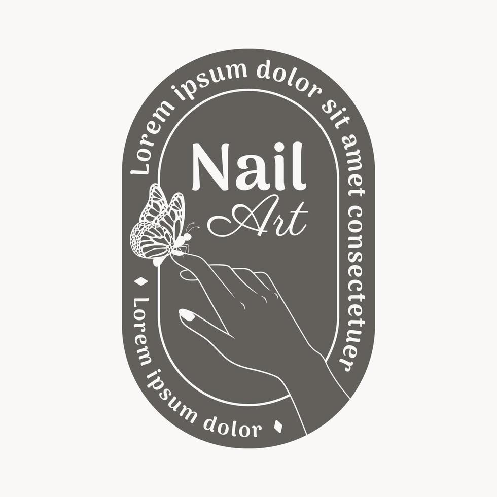 beleza mãos rústicas linha de arte logotipo de arte de unhas vetor