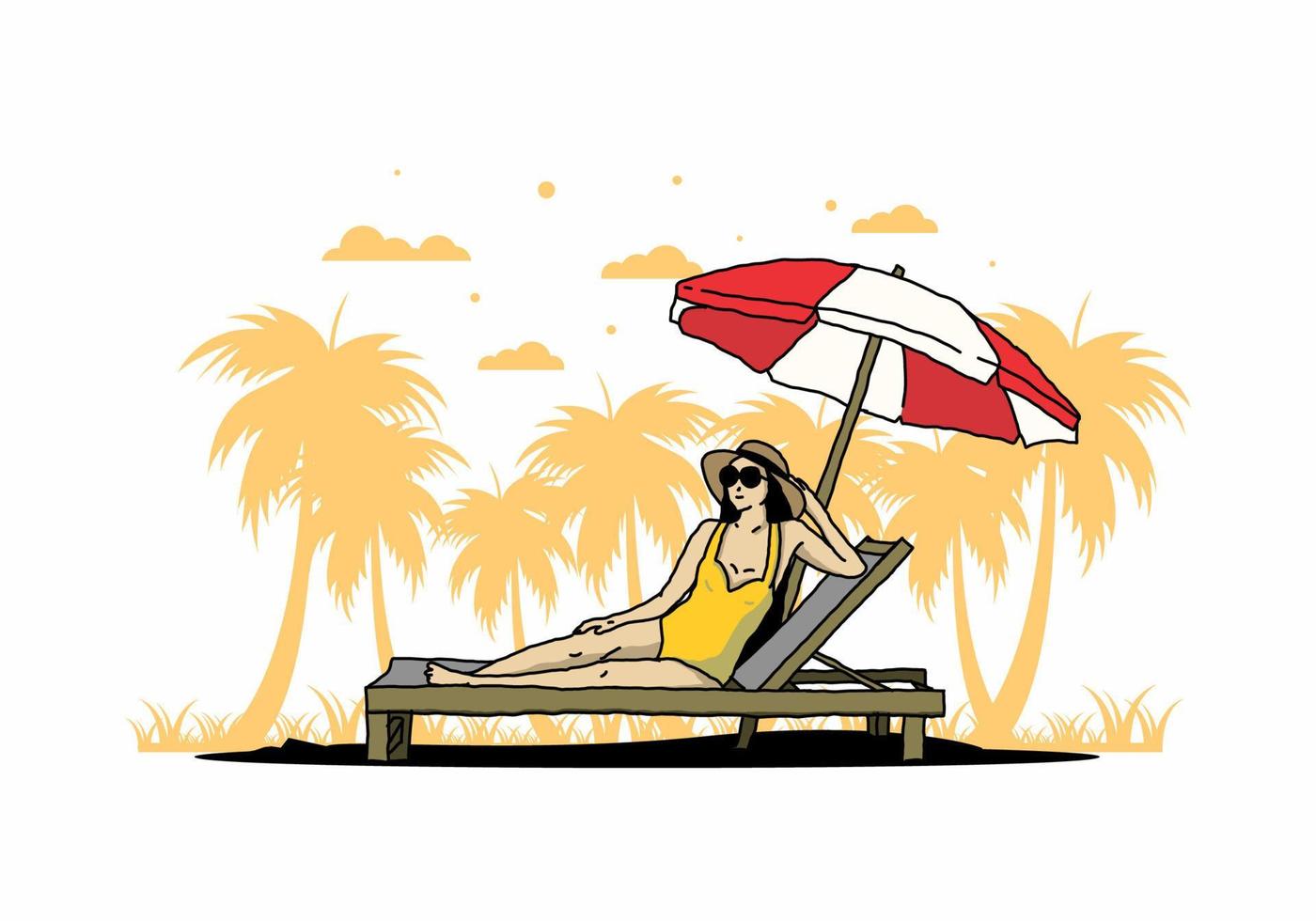 relaxe na cadeira de praia sob a ilustração do guarda-chuva vetor