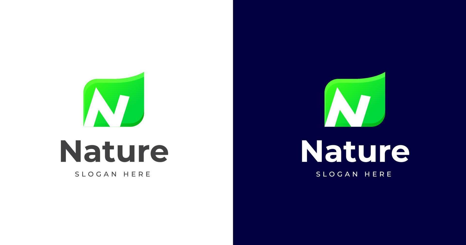 modelo de design de logotipo de letra inicial n, ilustração vetorial de forma de natureza vetor