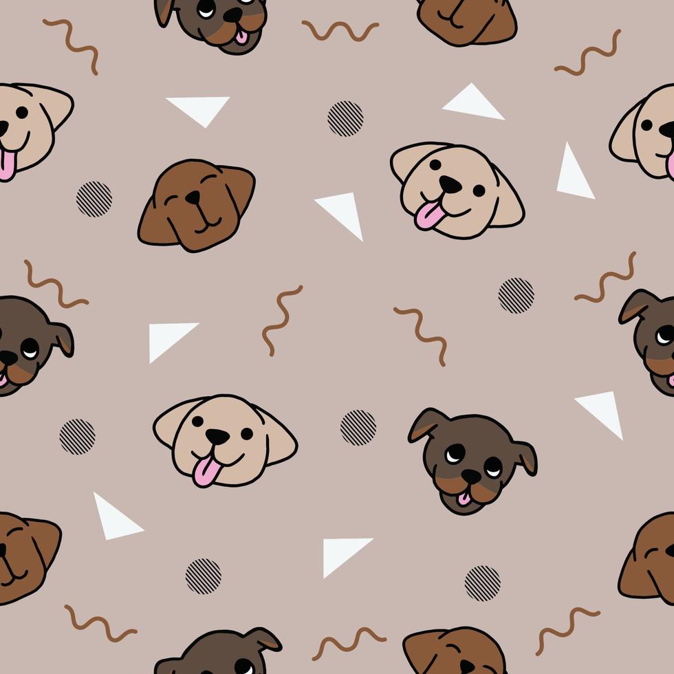 papel de parede padrão sem emenda animal cabeça de cachorro bonito com design cinza escuro. vetor