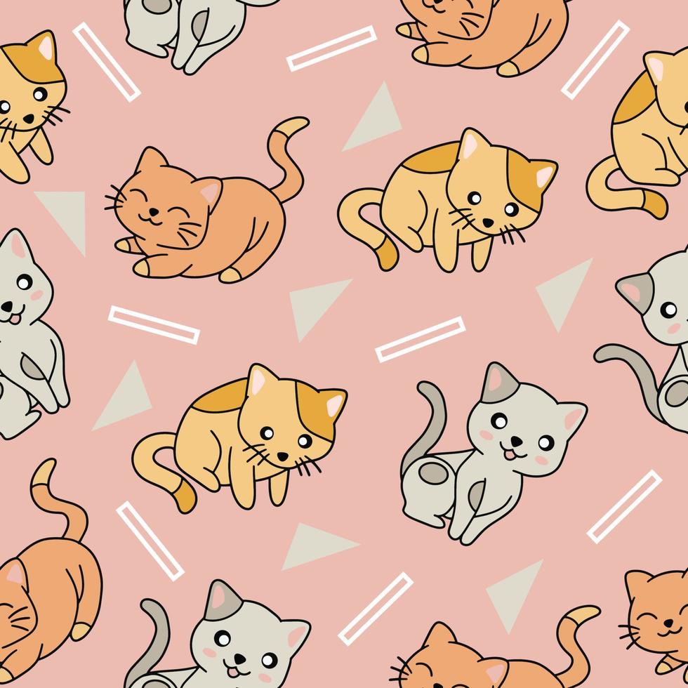 papel de parede de padrão sem emenda bonito animal laranja fofo com design rosa. vetor